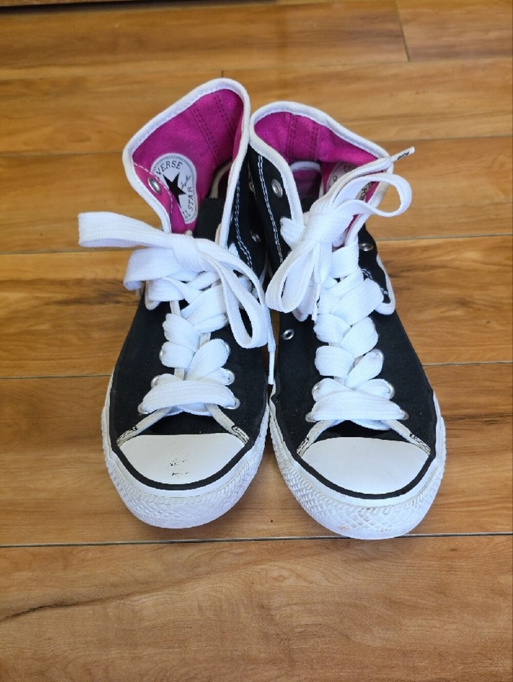 Vintage 2005 Converse Fold Down Double Layer High Tops Y2K Black Pink W10 / M8